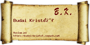 Budai Kristóf névjegykártya